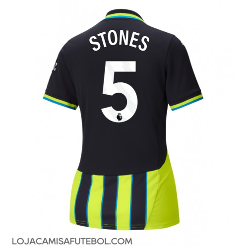 Camisa de Futebol Manchester City John Stones #5 Equipamento Secundário Mulheres 2024-25 Manga Curta